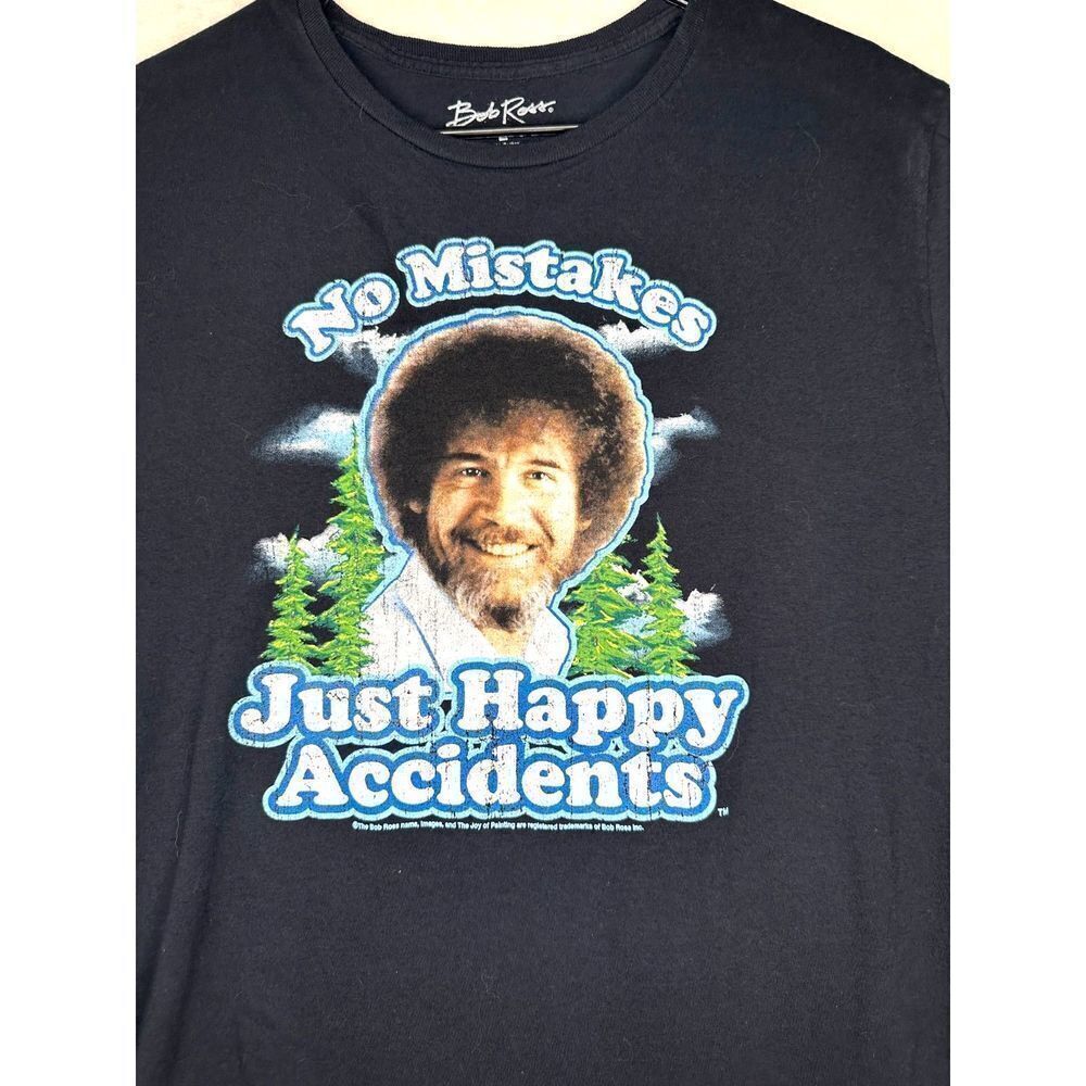 Bob Ross Just Happy Accidents T-Shirt Size Large